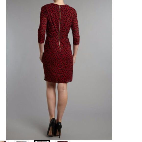 Nwot Whistles "Coletta" silk long sleeve dress, Red Animal Print stitch fix 36eu - Picture 4 of 9